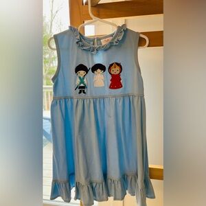 Stitchy Fish Star Wars Embroidered blue dress 3T